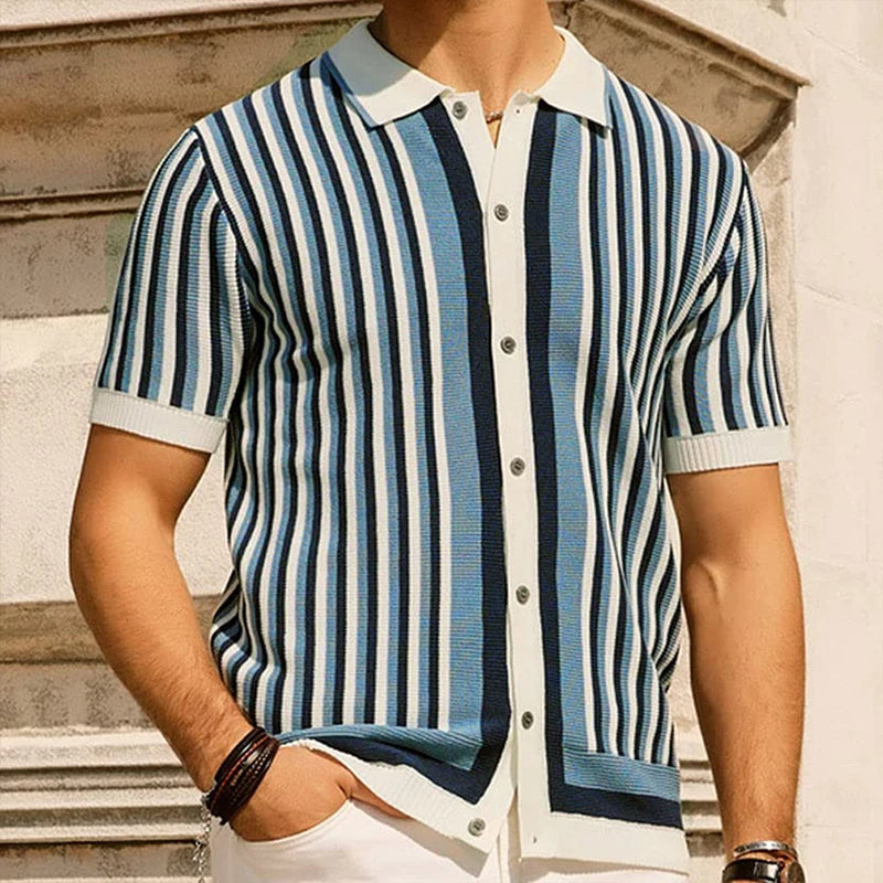Men's Knit Stripe Polo Shirt