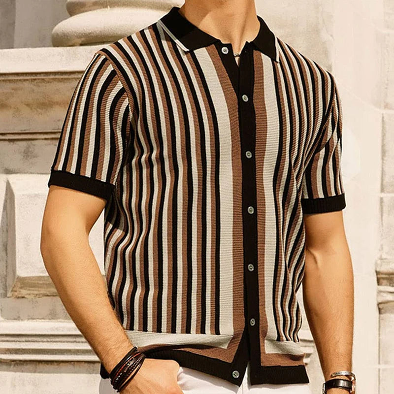 Men's Knit Stripe Polo Shirt