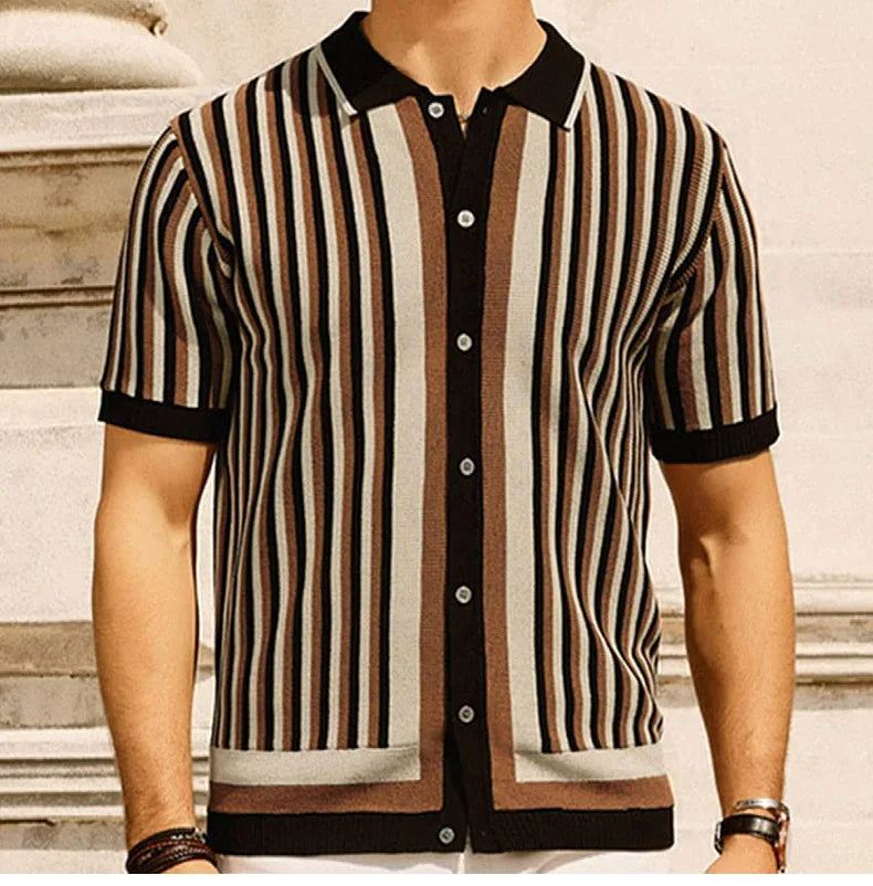 Men's Knit Stripe Polo Shirt