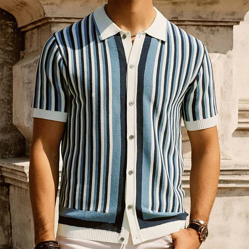 Men's Knit Stripe Polo Shirt