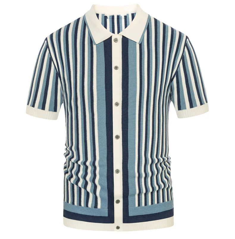 Men's Knit Stripe Polo Shirt