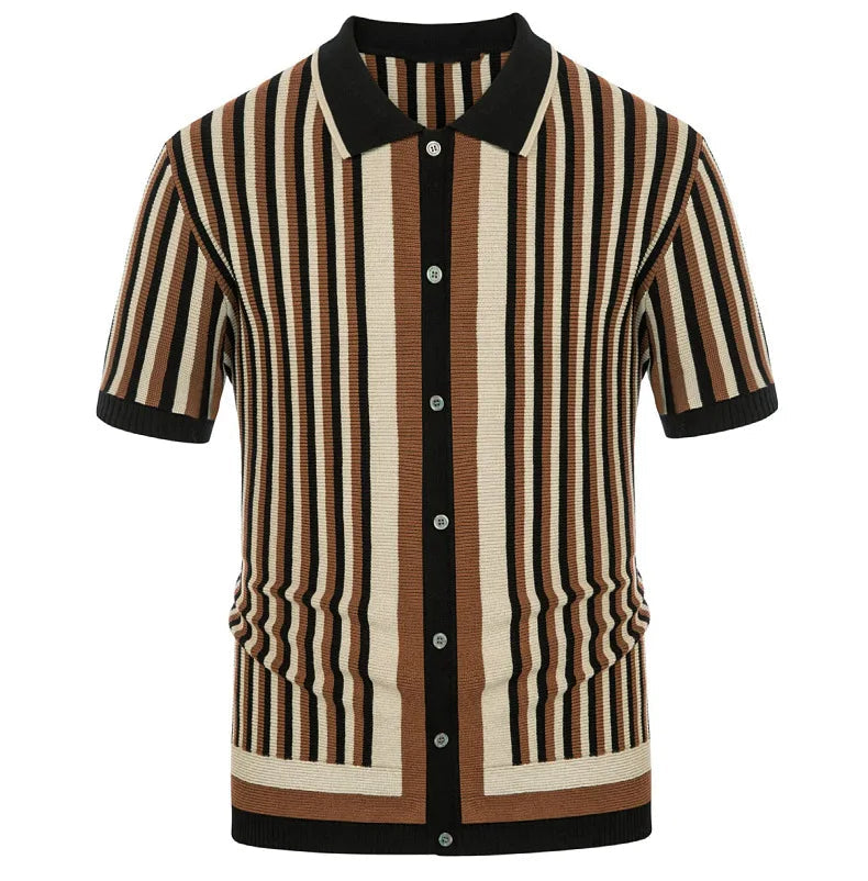 Men's Knit Stripe Polo Shirt