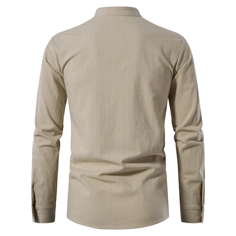 Men's Lace-Up Stand-Up Collar Shirt