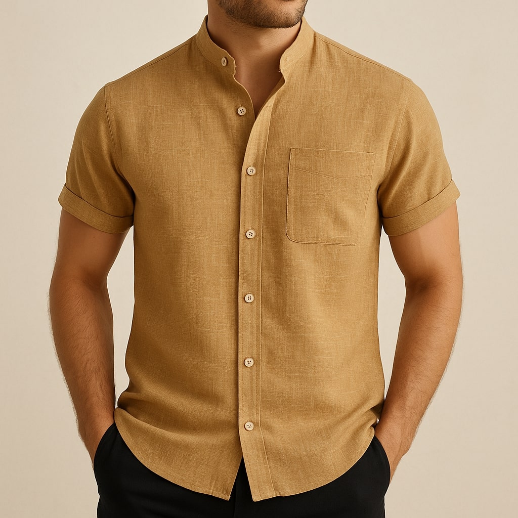 Men's Lightweight Breathable Linen Button-Down Shirt