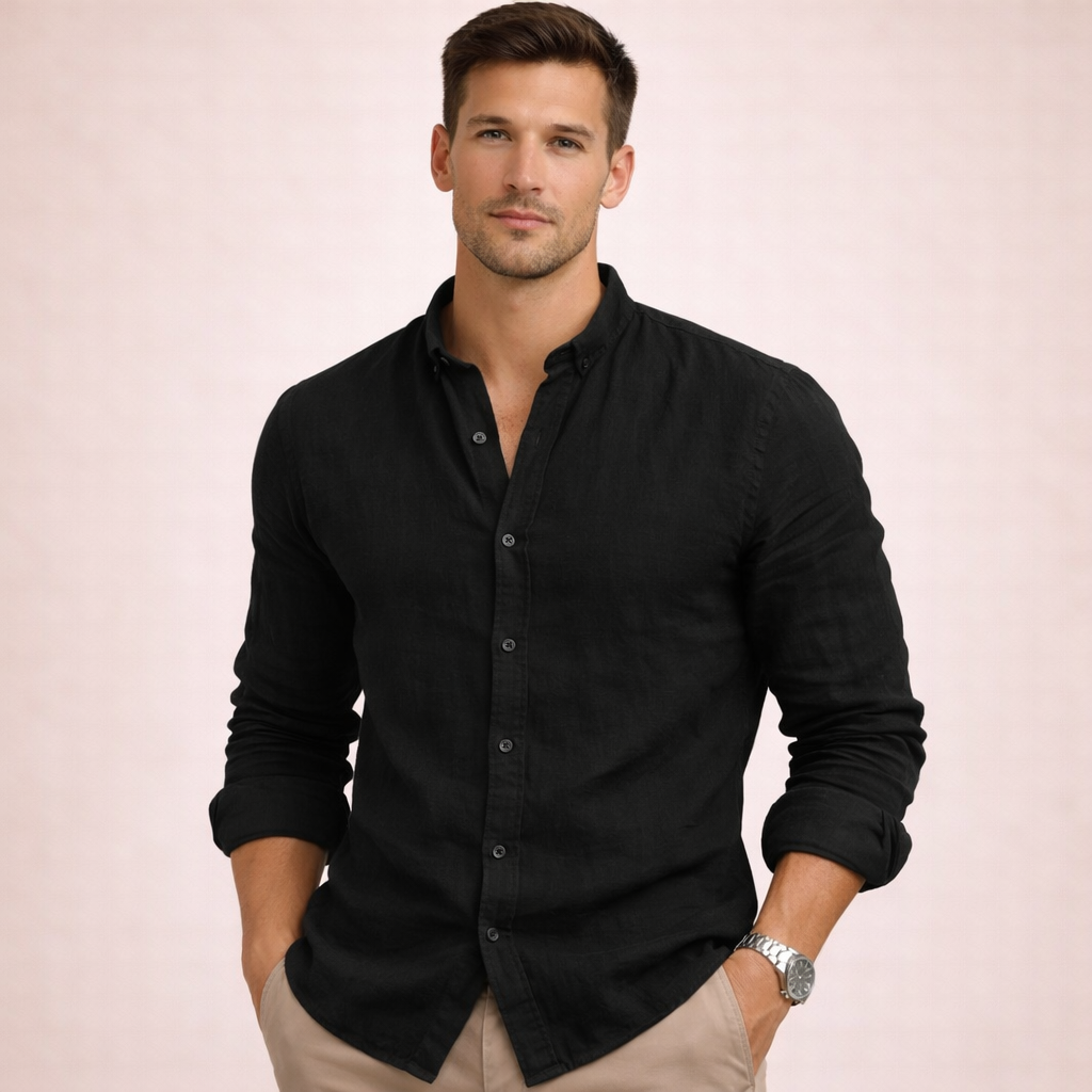 Men's Lightweight Breathable Linen Button-Down Shirt