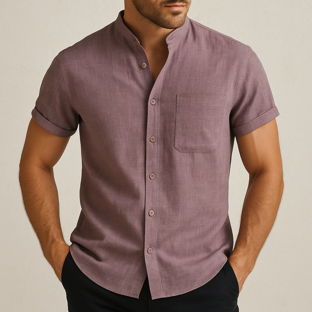 Men's Lightweight Breathable Linen Button-Down Shirt