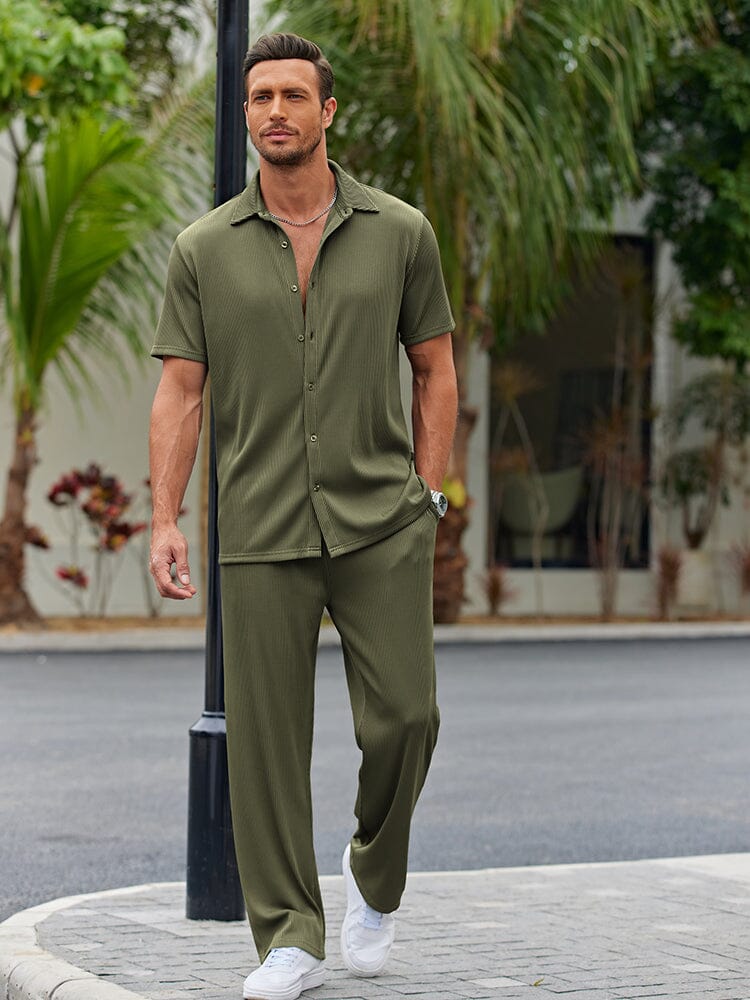 Men's Lightweight Casual Button-Down Shirt Set