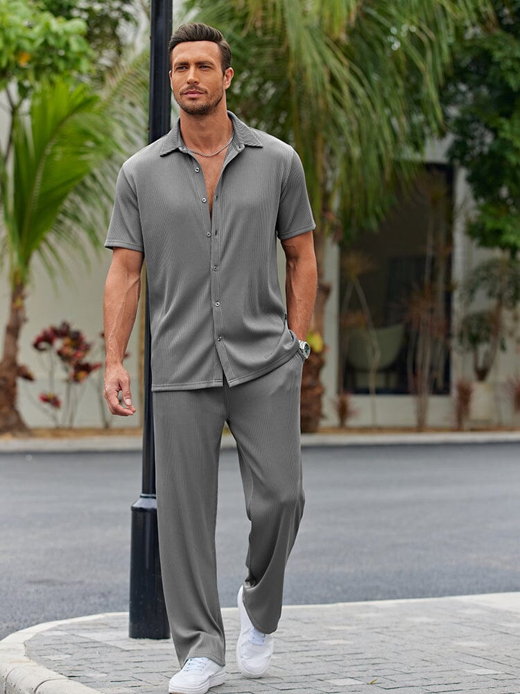 Men's Lightweight Casual Button-Down Shirt Set