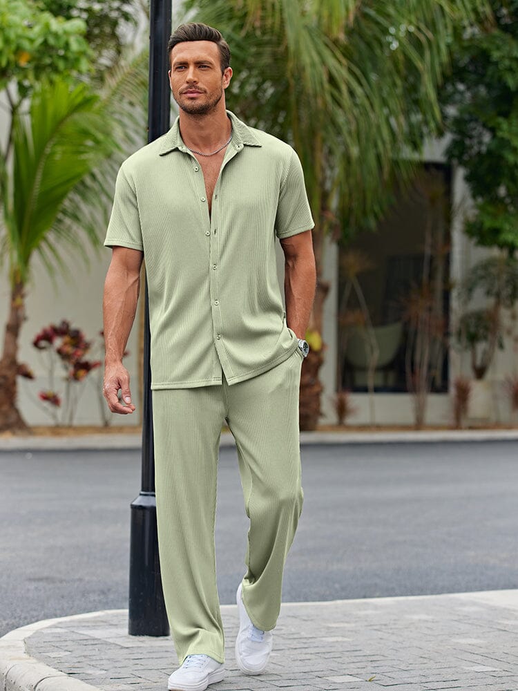 Men's Lightweight Casual Button-Down Shirt Set