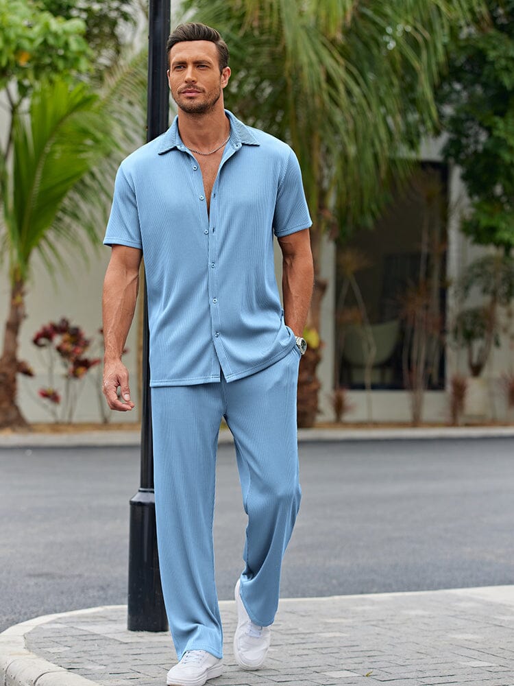 Men's Lightweight Casual Button-Down Shirt Set