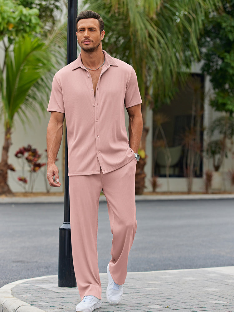 Men's Lightweight Casual Button-Down Shirt Set