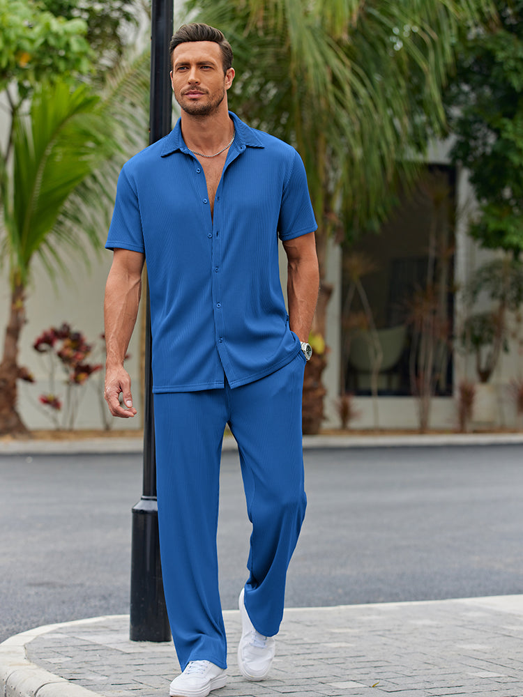Men's Lightweight Casual Button-Down Shirt Set