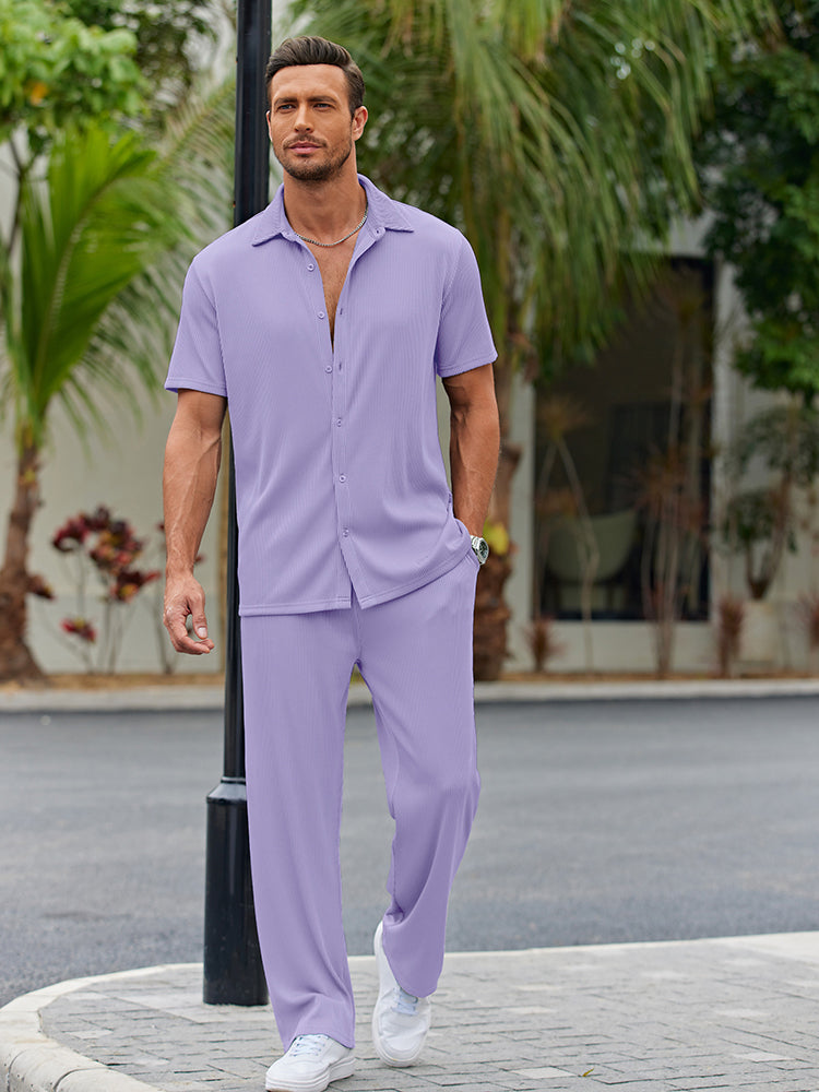 Men's Lightweight Casual Button-Down Shirt Set