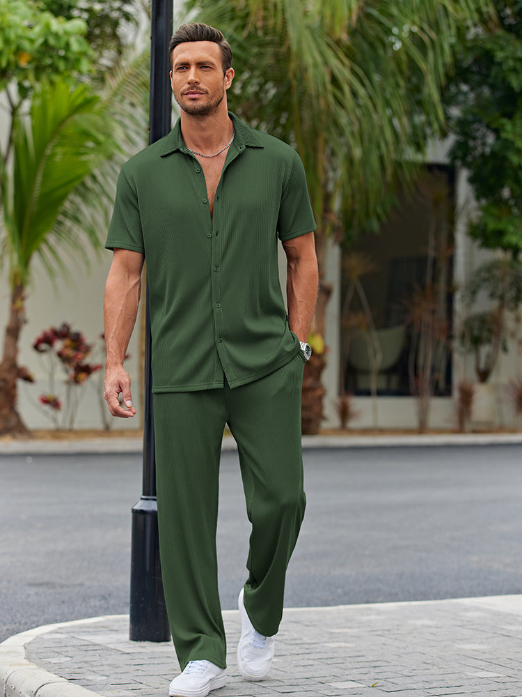 Men's Lightweight Casual Button-Down Shirt Set