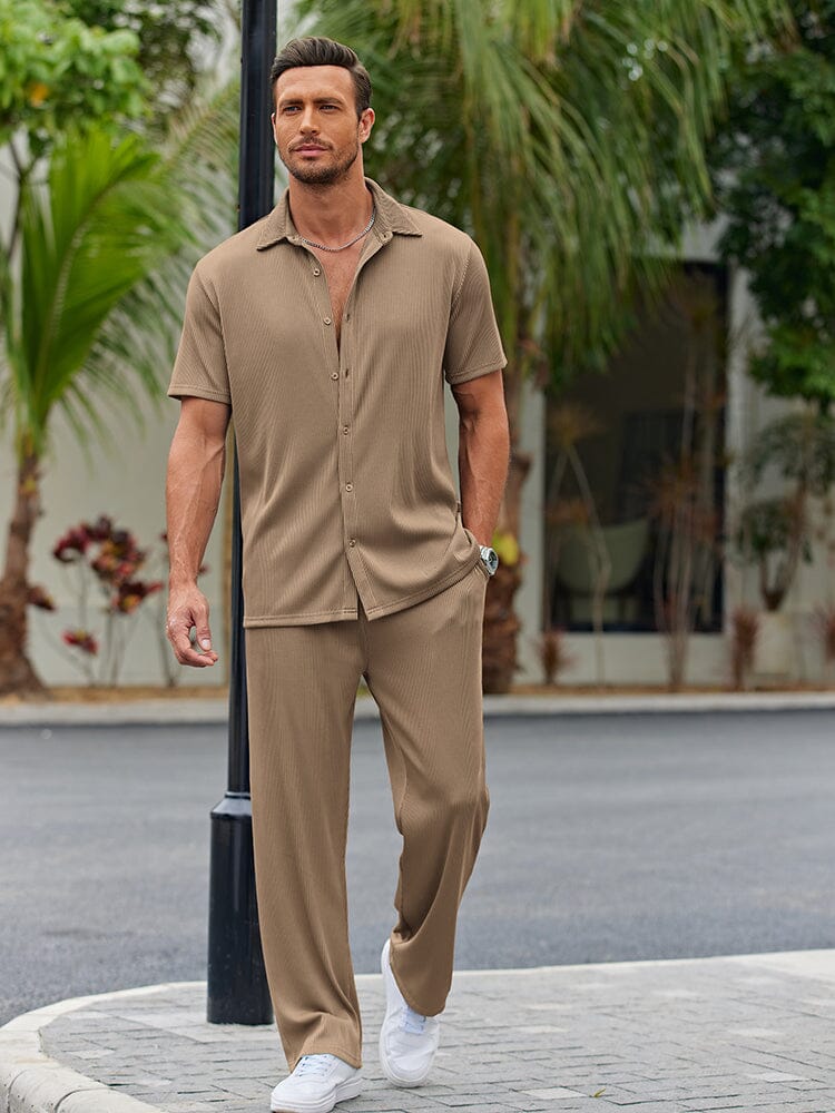 Men's Lightweight Casual Button-Down Shirt Set