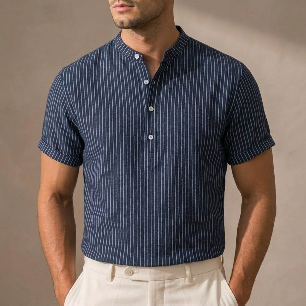 Men's Lightweight Cotton-Linen Button-Down Shirt