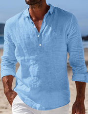 Men's Lightweight Cotton-Linen Button-Down Shirt