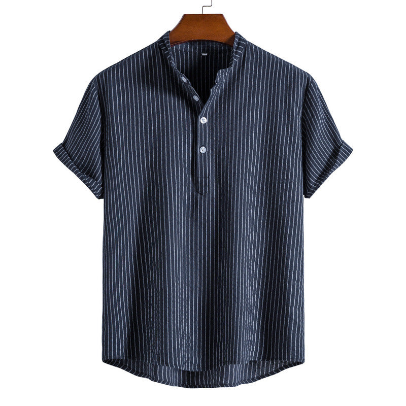 Men's Lightweight Cotton-Linen Button-Down Shirt