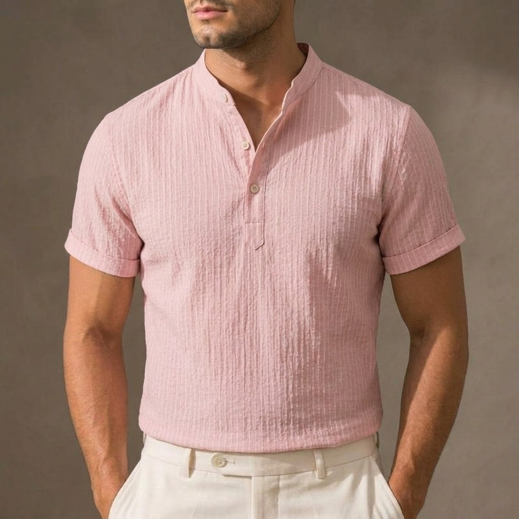 Men's Lightweight Cotton-Linen Button-Down Shirt