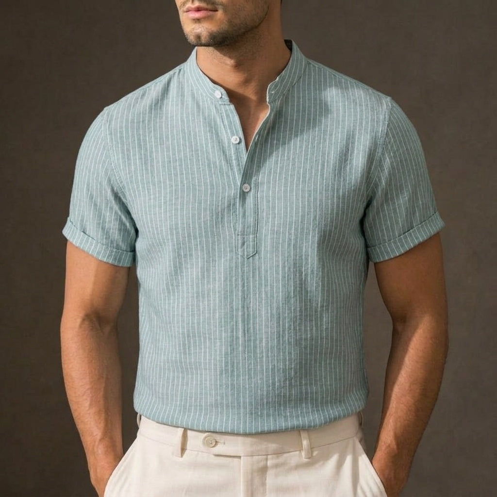 Men's Lightweight Cotton-Linen Button-Down Shirt