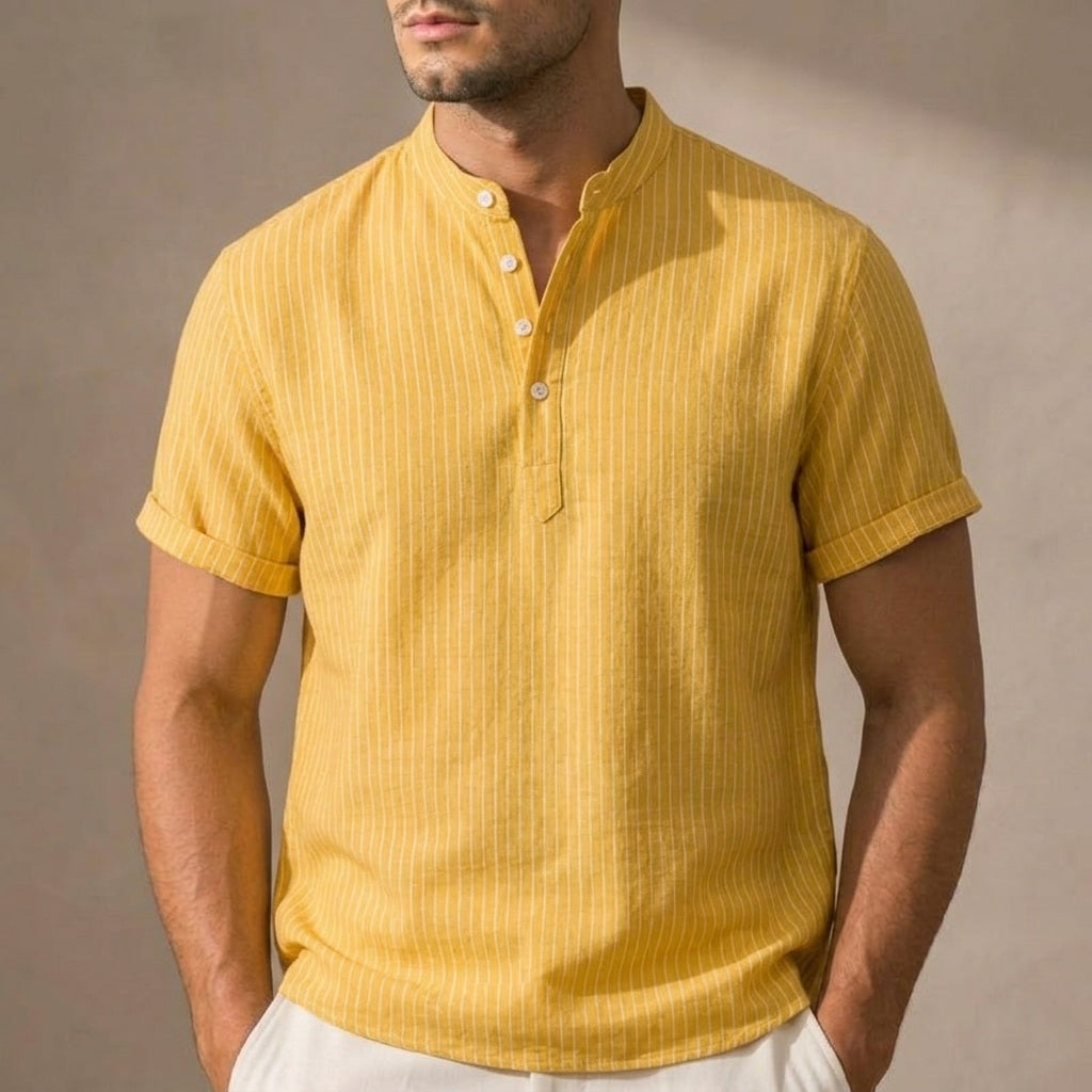 Men's Lightweight Cotton-Linen Button-Down Shirt