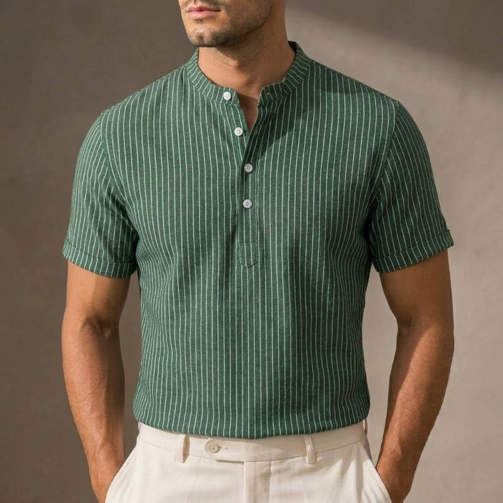 Men's Lightweight Cotton-Linen Button-Down Shirt