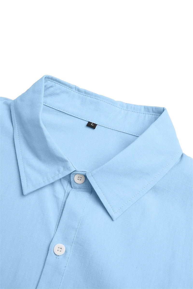 Men's Lightweight Cotton-Linen Button-Down Shirt