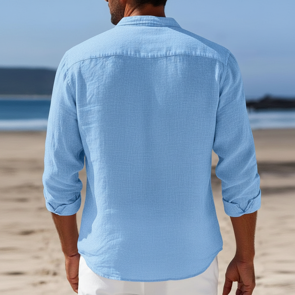 Men's Lightweight Cotton-Linen Button-Down Shirt