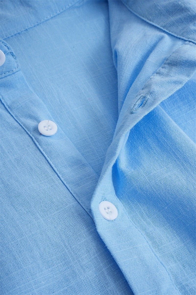 Men's Lightweight Cotton-Linen Button-Down Shirt