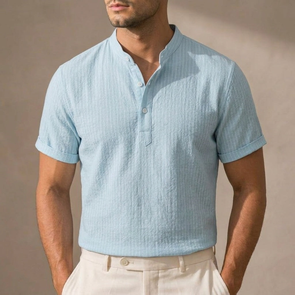 Men's Lightweight Cotton-Linen Button-Down Shirt