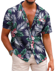 Men's Lightweight Cotton Floral Button-Down Shirt