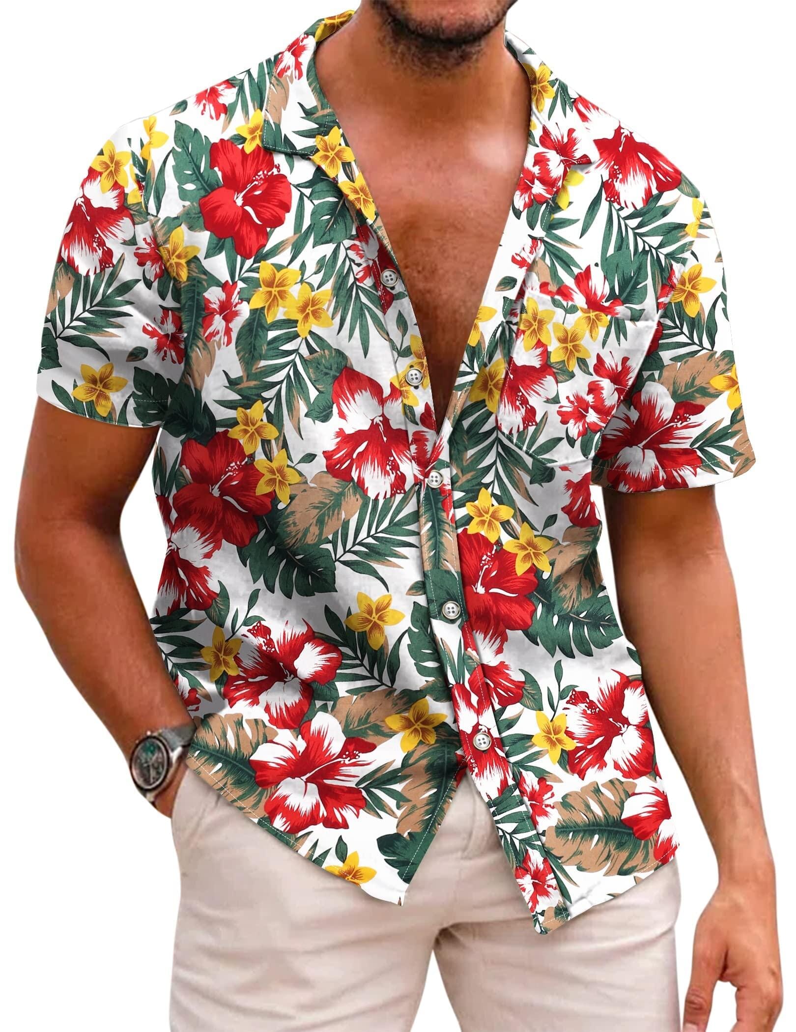 Men's Lightweight Cotton Floral Button-Down Shirt