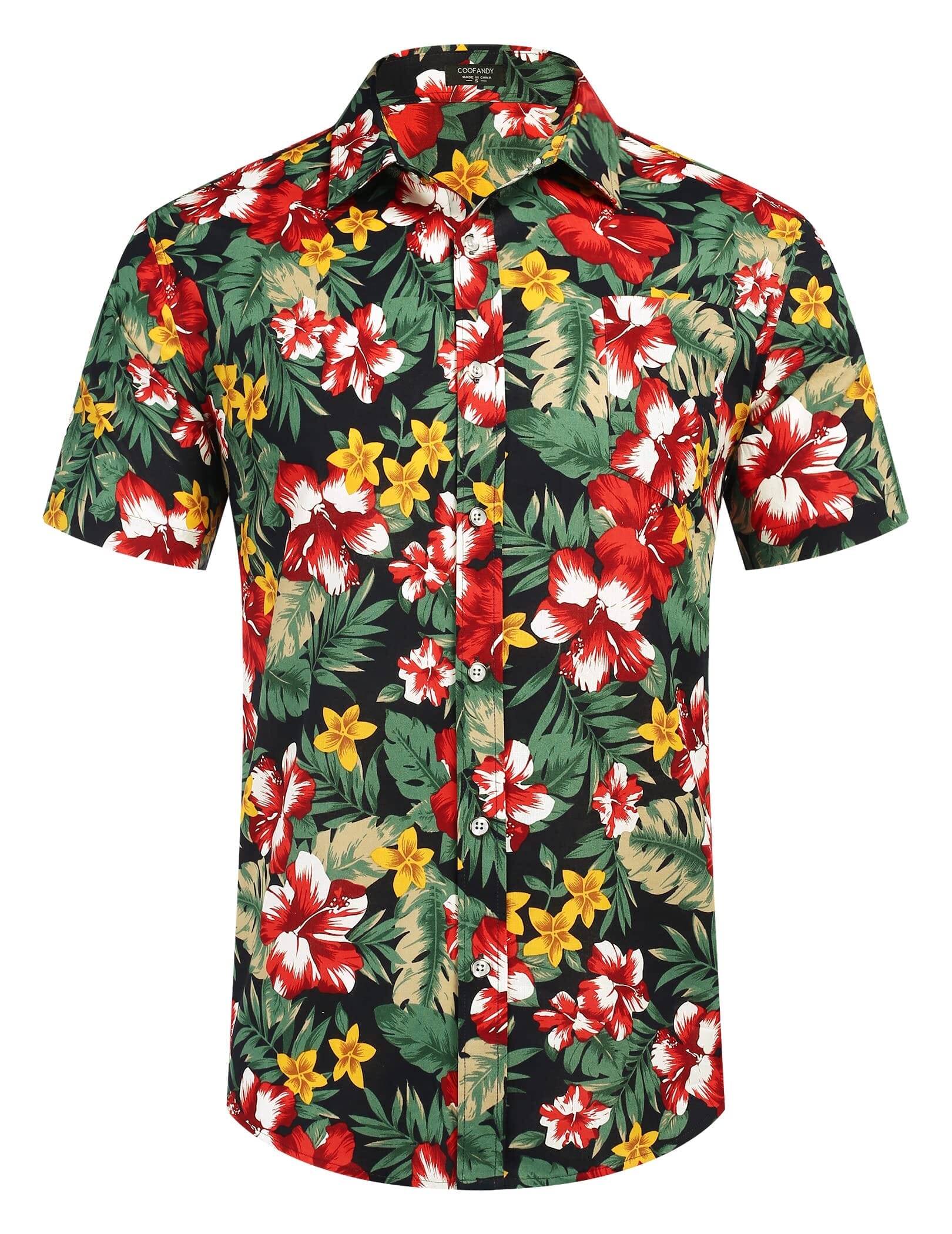 Men's Lightweight Cotton Floral Button-Down Shirt