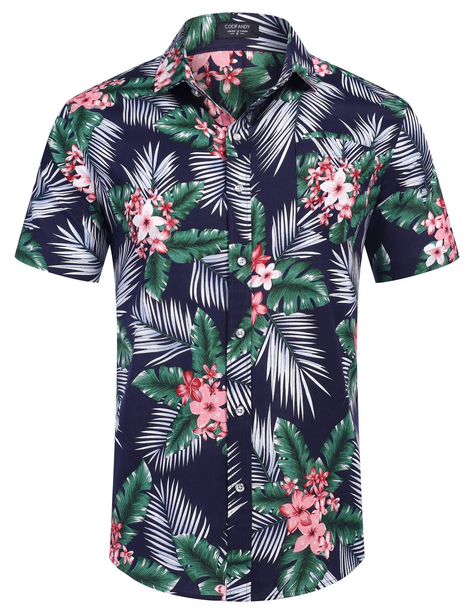Men's Lightweight Cotton Floral Button-Down Shirt
