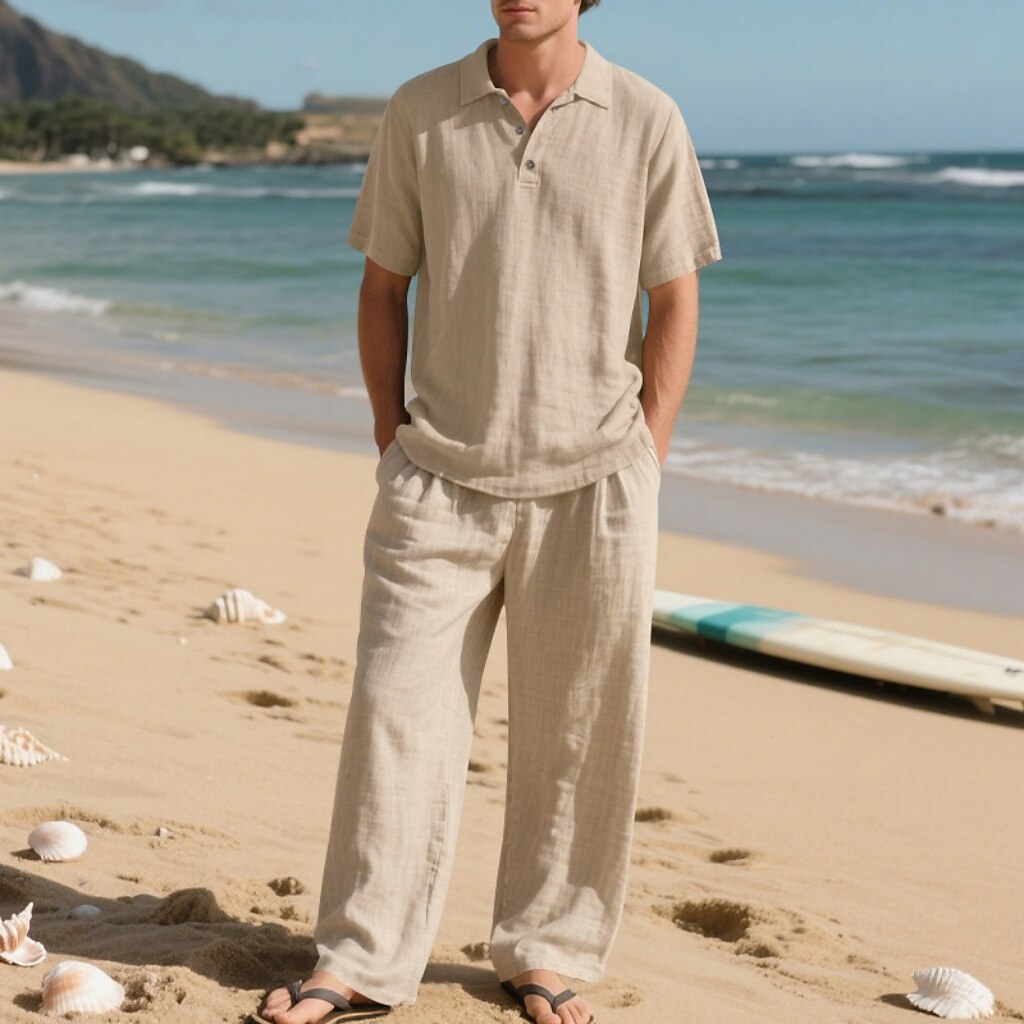 Men's Lightweight Cotton Linen Two-Piece Set