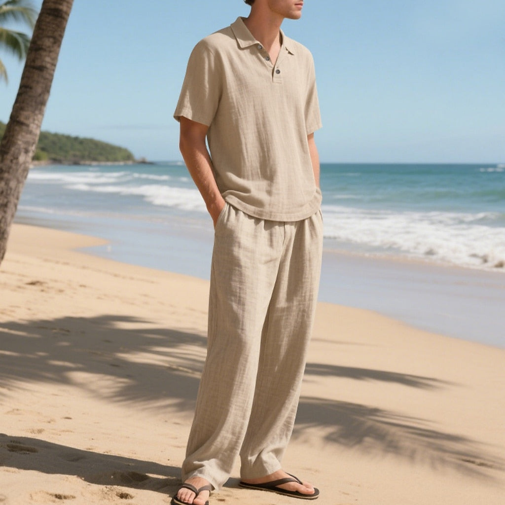 Men's Lightweight Cotton Linen Two-Piece Set