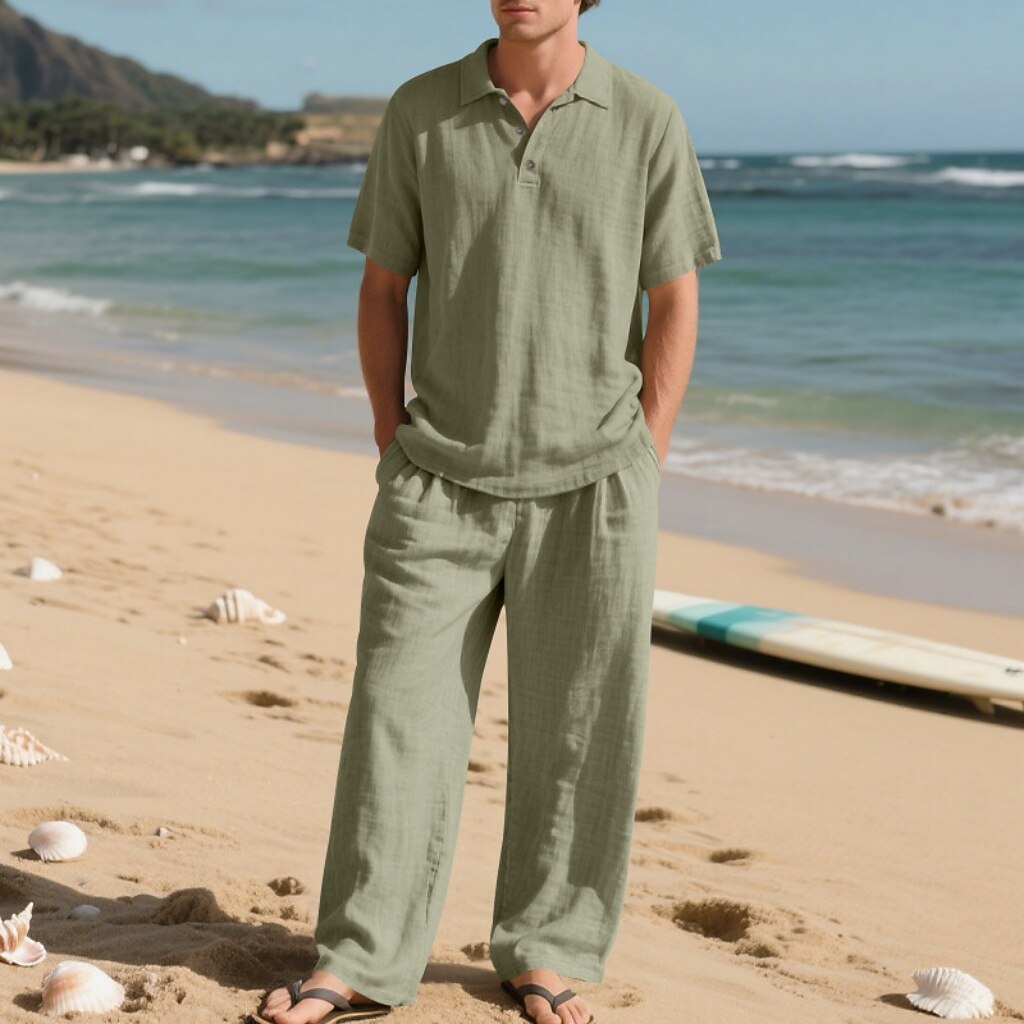 Men's Lightweight Cotton Linen Two-Piece Set