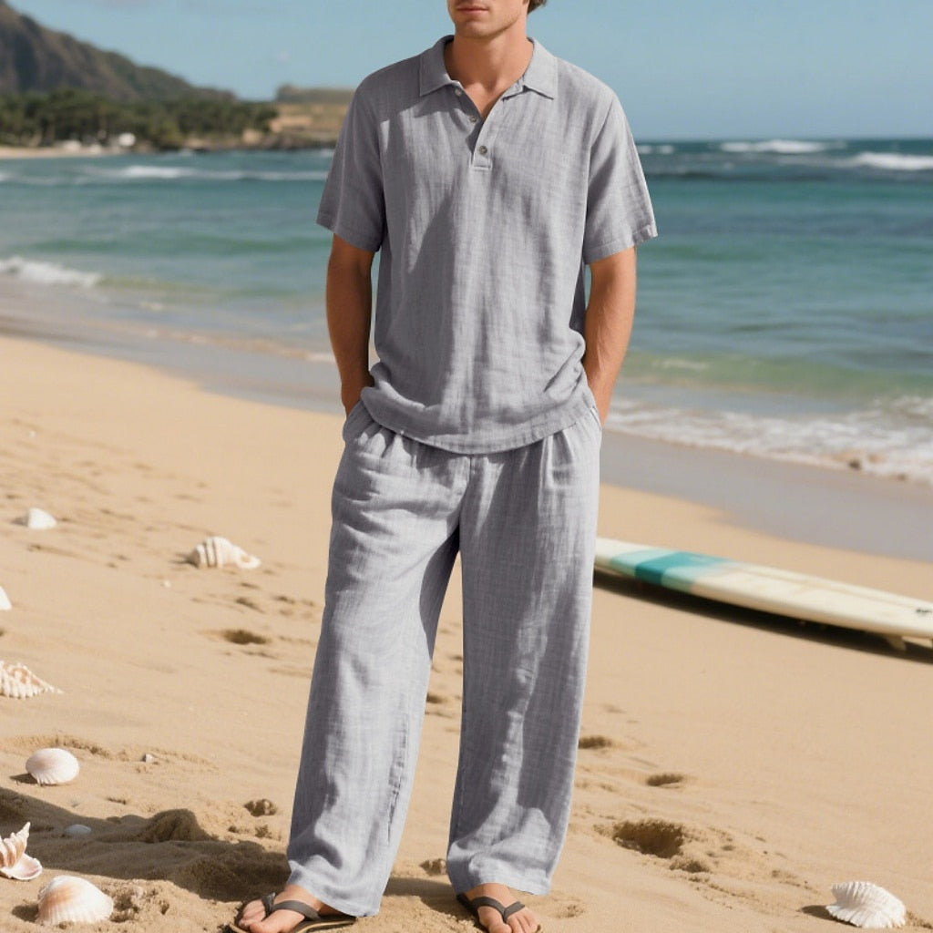 Men's Lightweight Cotton Linen Two-Piece Set