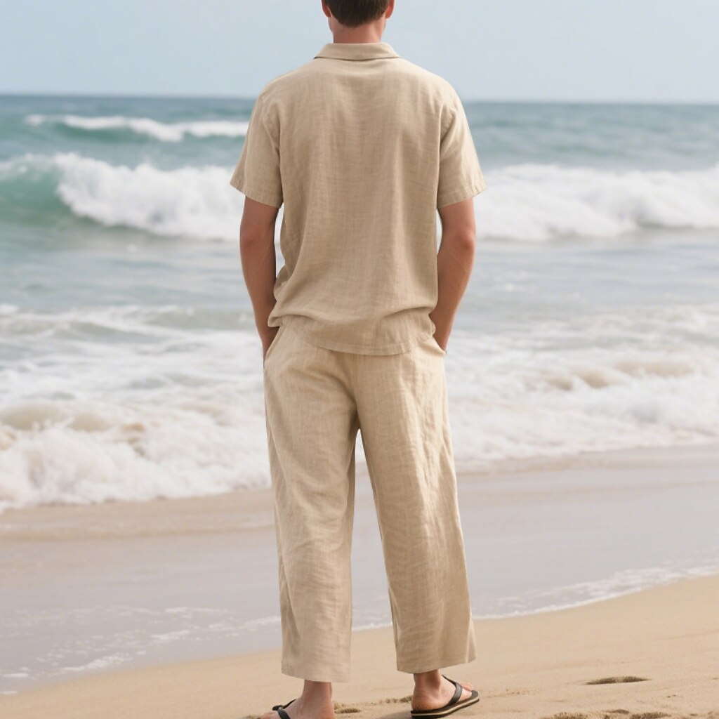 Men's Lightweight Cotton Linen Two-Piece Set