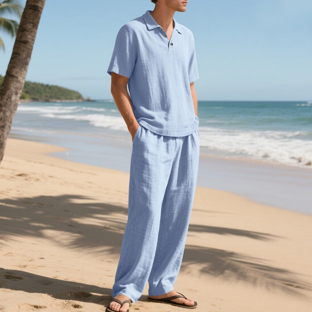 Men's Lightweight Cotton Linen Two-Piece Set
