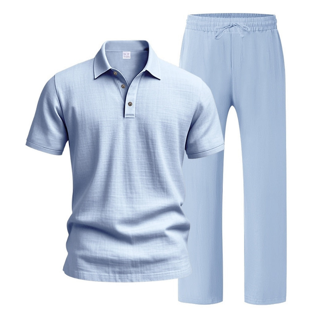 Men's Lightweight Cotton Linen Two-Piece Set