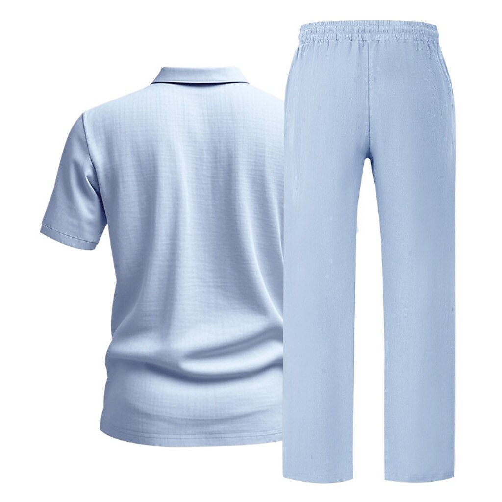 Men's Lightweight Cotton Linen Two-Piece Set