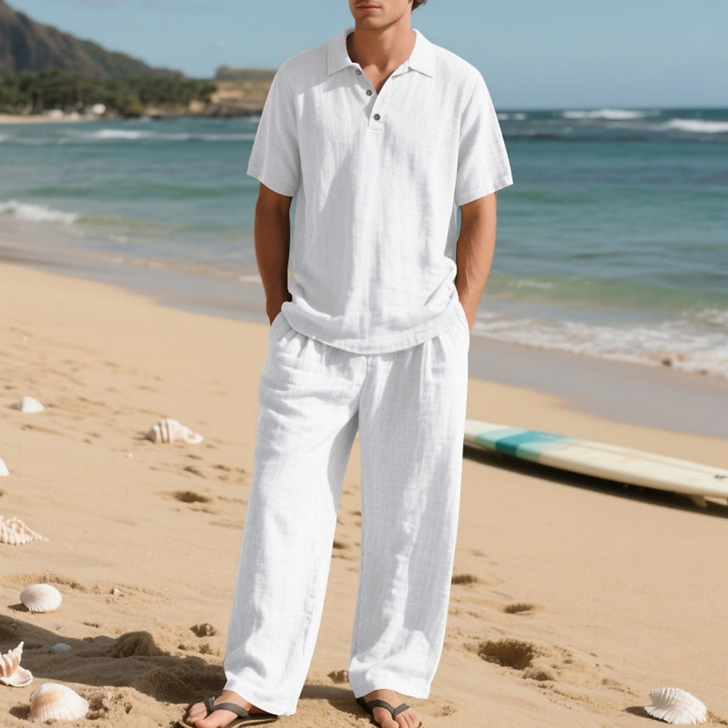 Men's Lightweight Cotton Linen Two-Piece Set