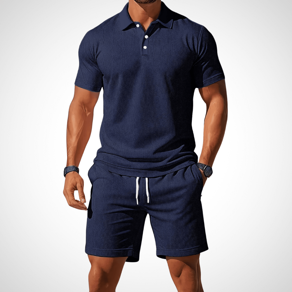 Men's Lightweight Cotton Polo Shirt and Shorts Set