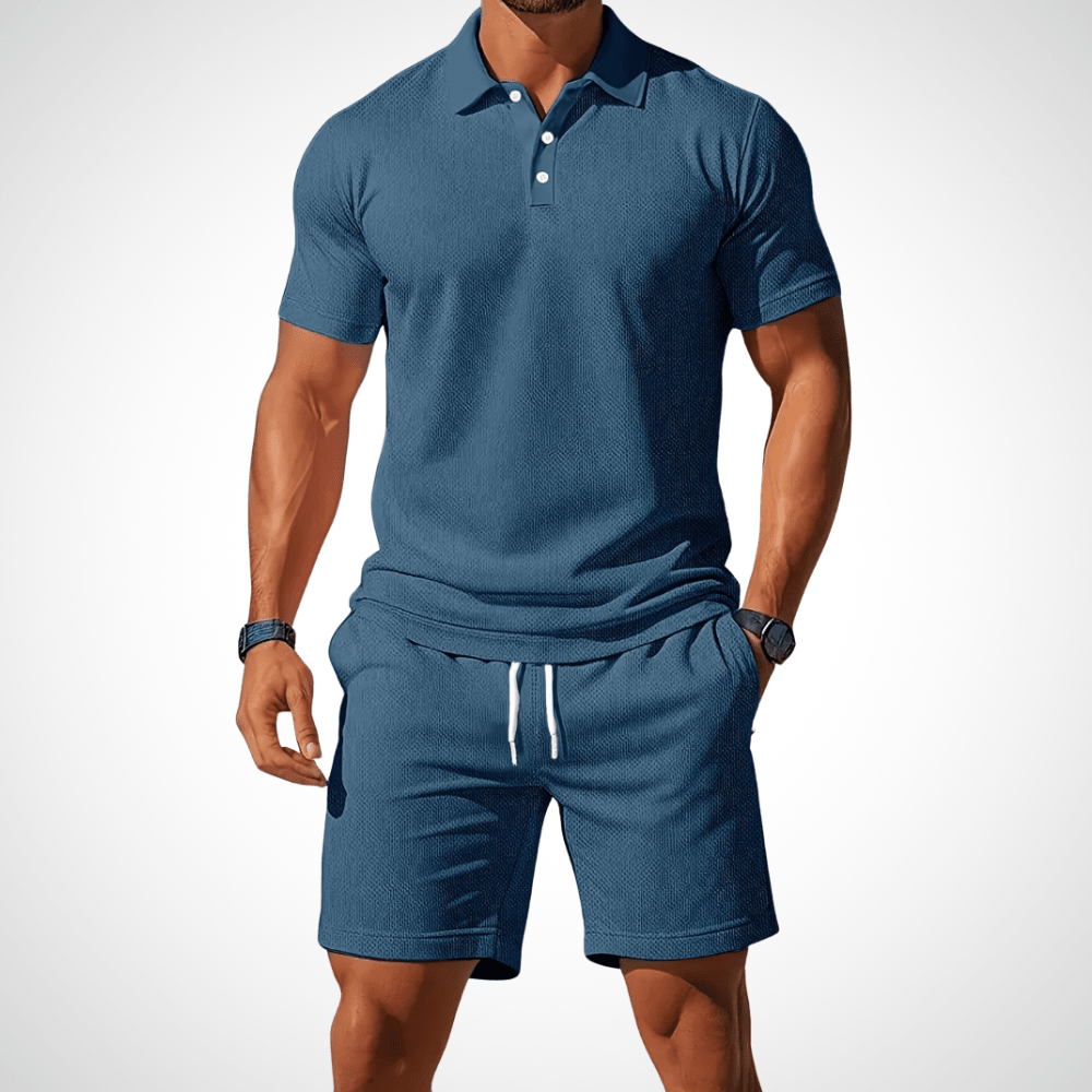 Men's Lightweight Cotton Polo Shirt and Shorts Set