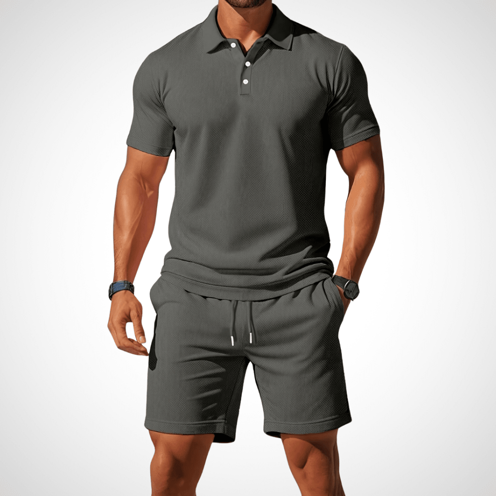 Men's Lightweight Cotton Polo Shirt and Shorts Set