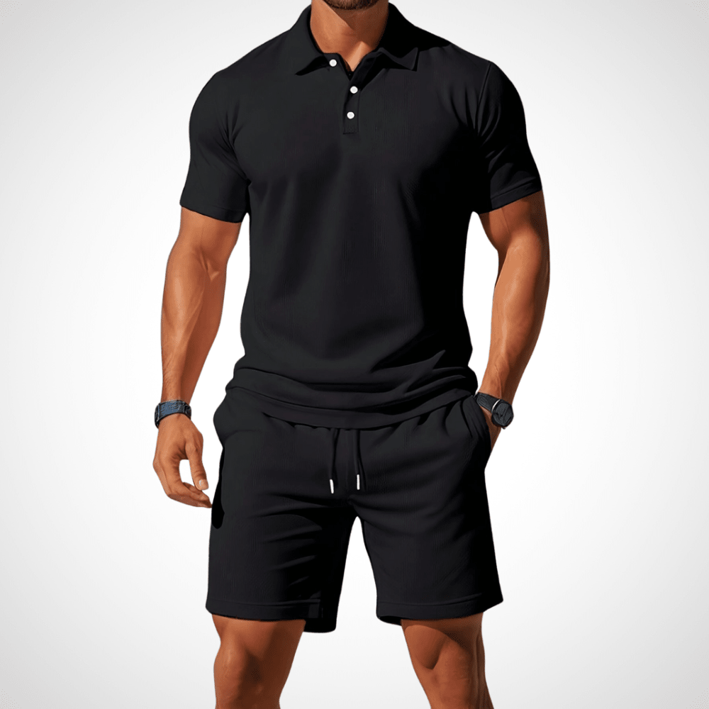 Men's Lightweight Cotton Polo Shirt and Shorts Set