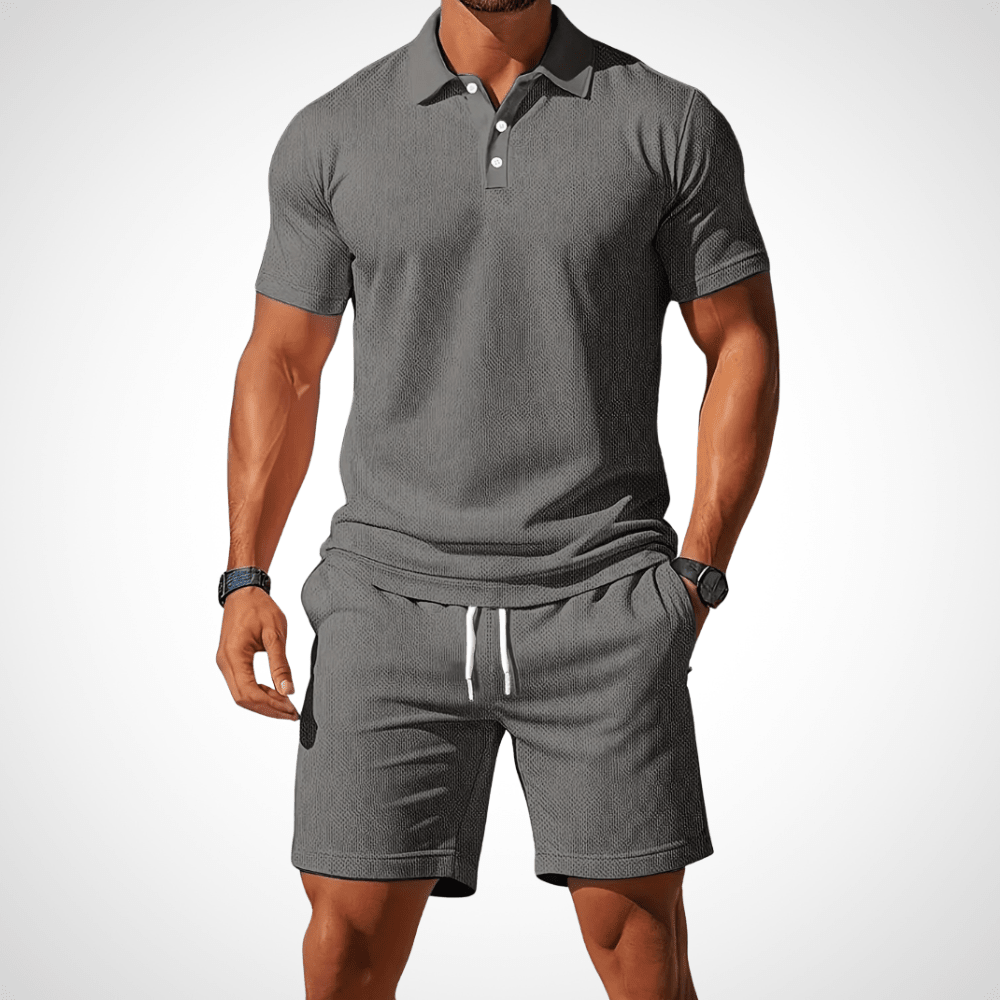 Men's Lightweight Cotton Polo Shirt and Shorts Set
