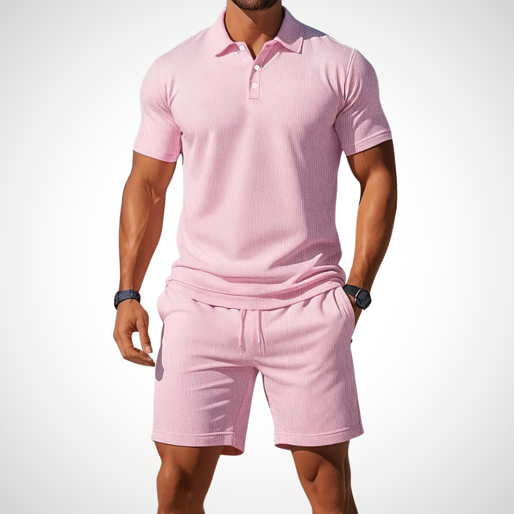 Men's Lightweight Cotton Polo Shirt and Shorts Set