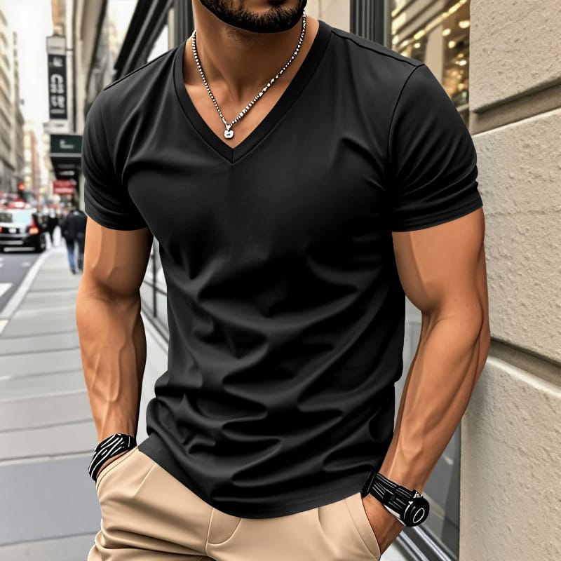 Men's Lightweight Cotton V-Neck T-Shirt